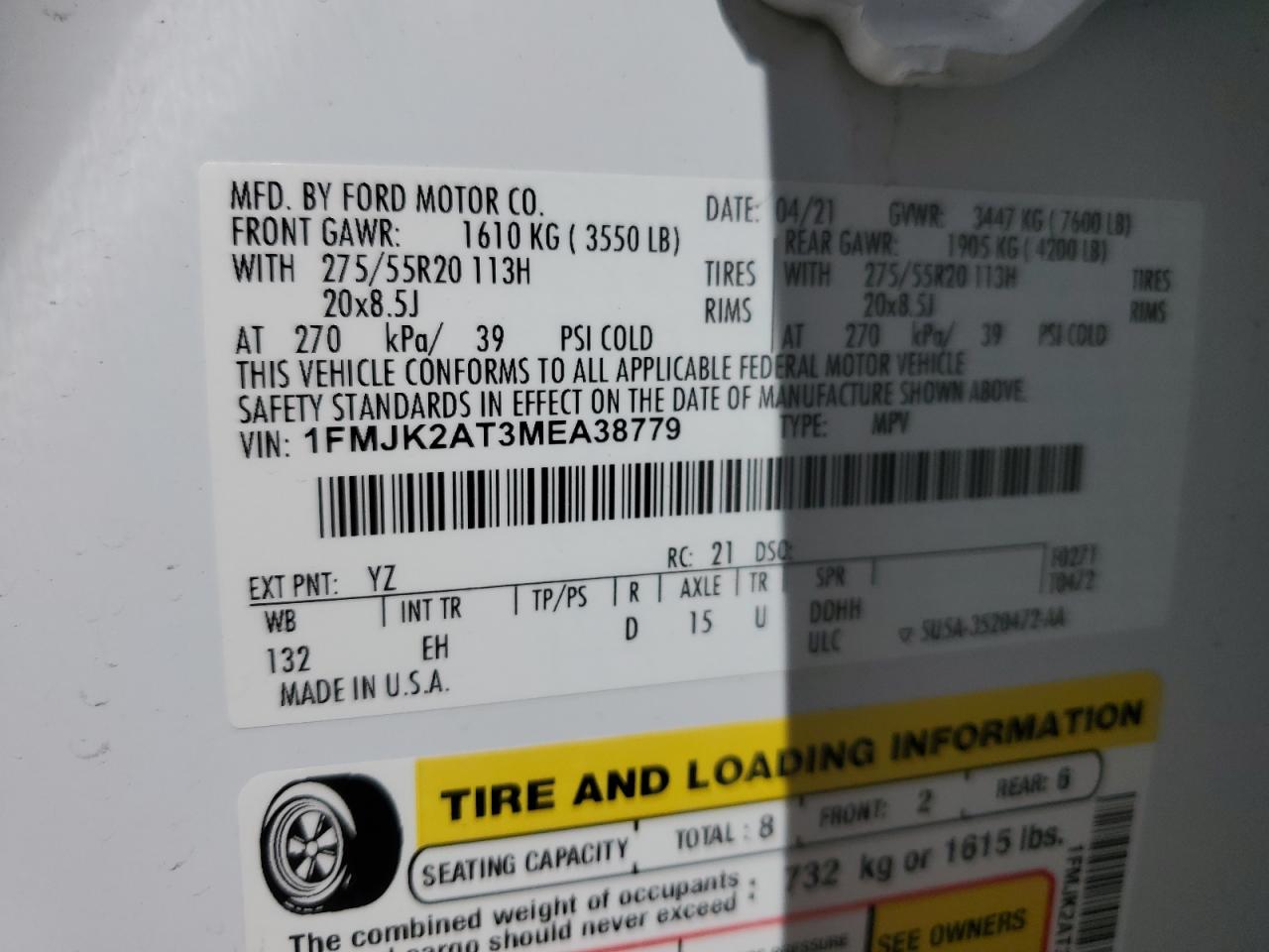 1FMJK2AT3MEA38779 2021 FORD EXPEDITION - Image 13