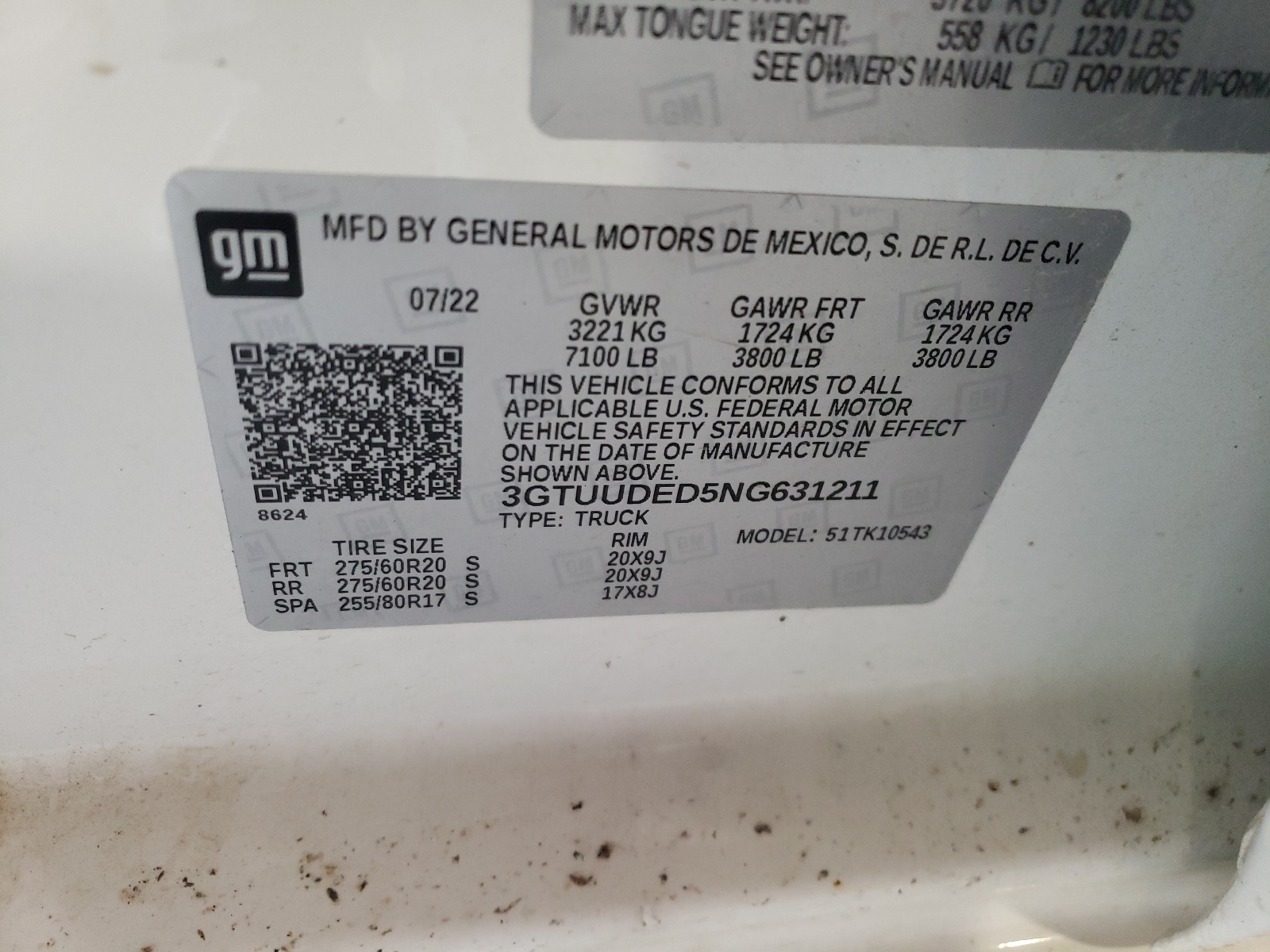 3GTUUDED5NG631211 2022 GMC Sierra K1500 Slt