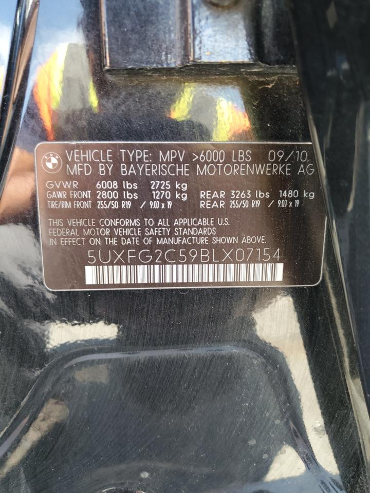 2011 BMW X6 xDrive35I VIN: 5UXFG2C59BLX07154 Lot: 65274314