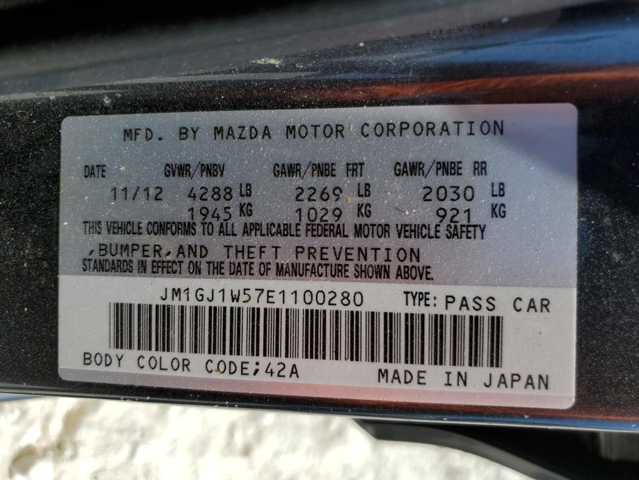 JM1GJ1W57E1100280 2014 Mazda 6 Grand Touring