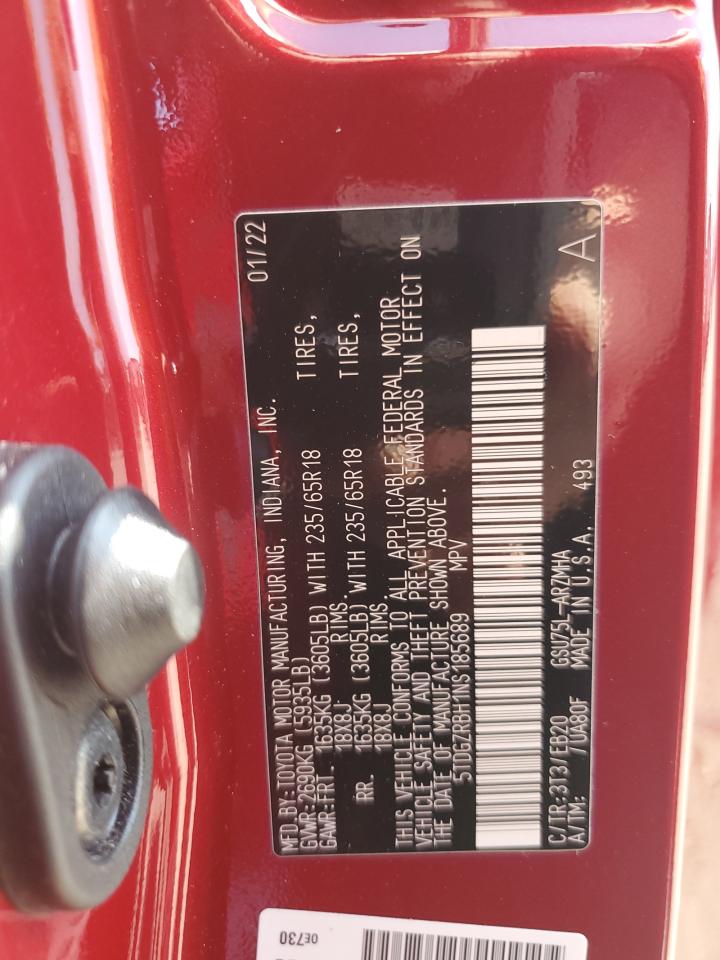 2022 Toyota Highlander Xle VIN: 5TDGZRBH1NS185689 Lot: 65546154