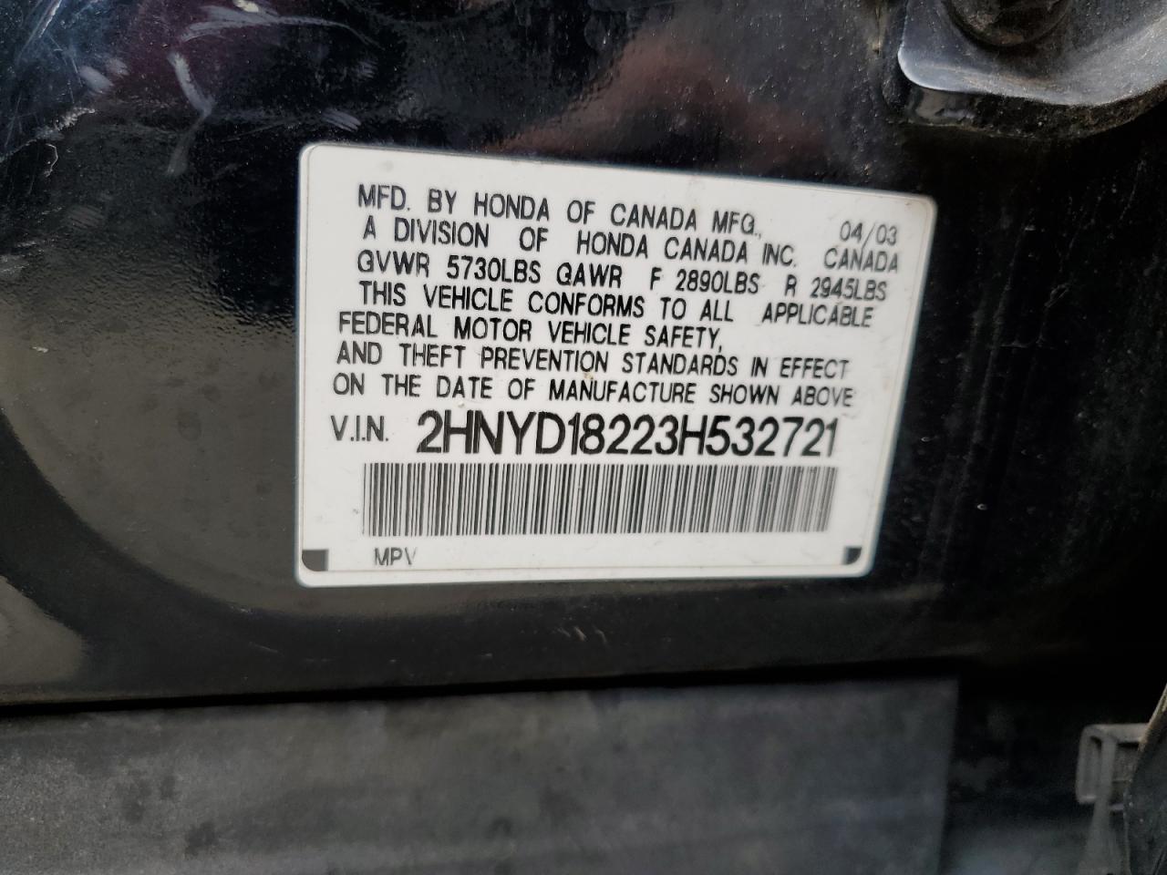 2HNYD18223H532721 2003 Acura Mdx