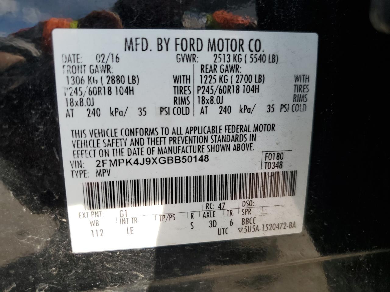 2FMPK4J9XGBB50148 2016 Ford Edge Sel