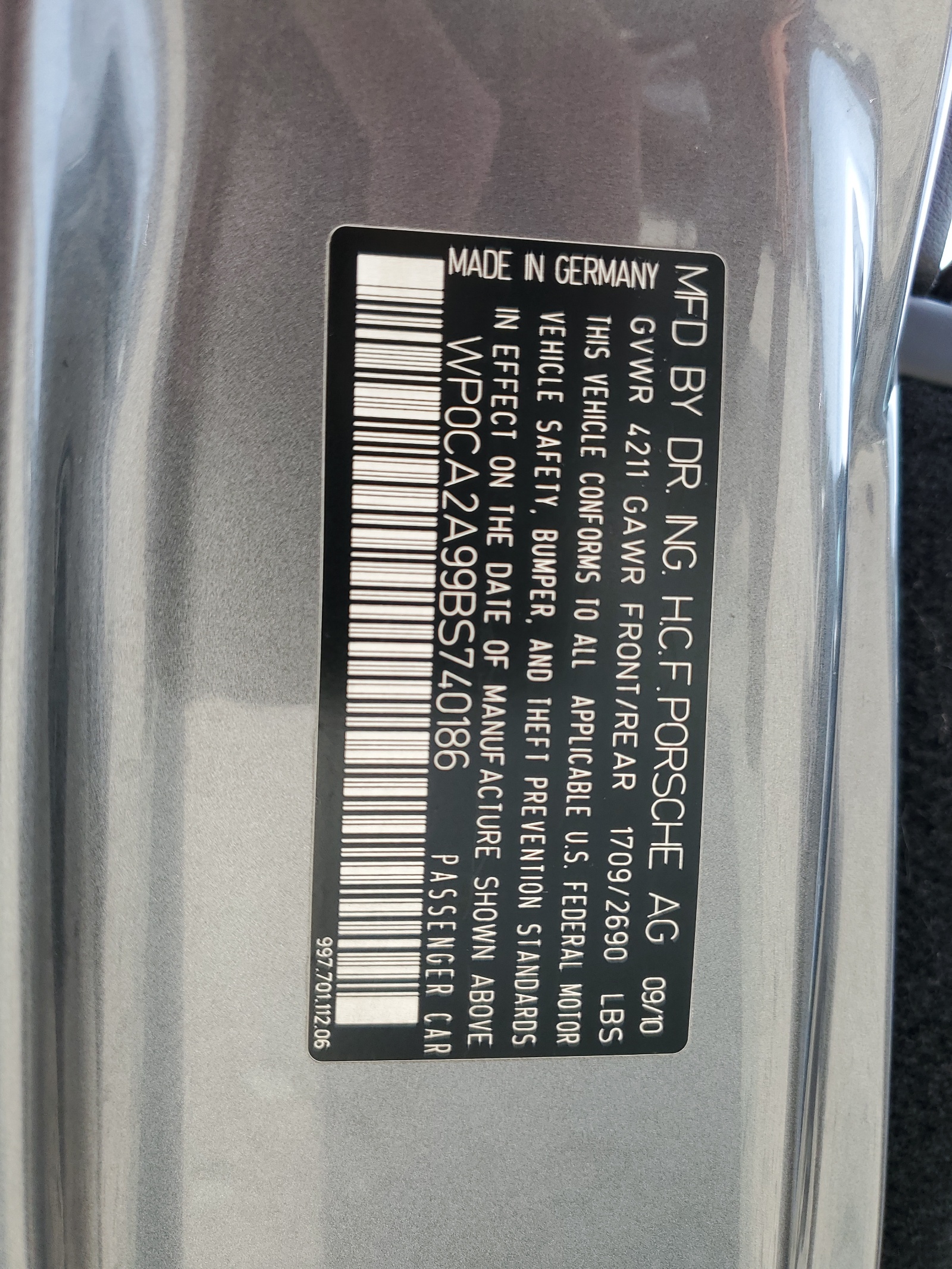 WP0CA2A99BS740186 2011 Porsche 911 Carrera 2