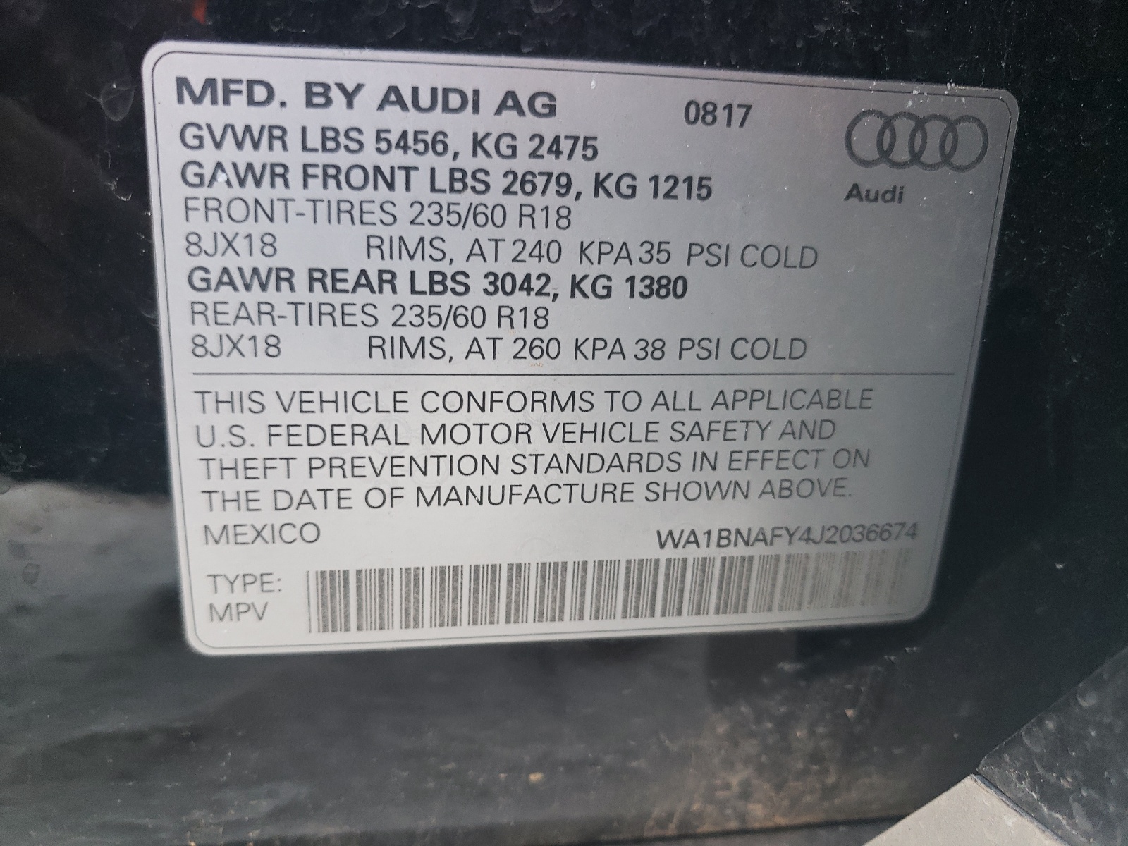 WA1BNAFY4J2036674 2018 Audi Q5 Premium Plus