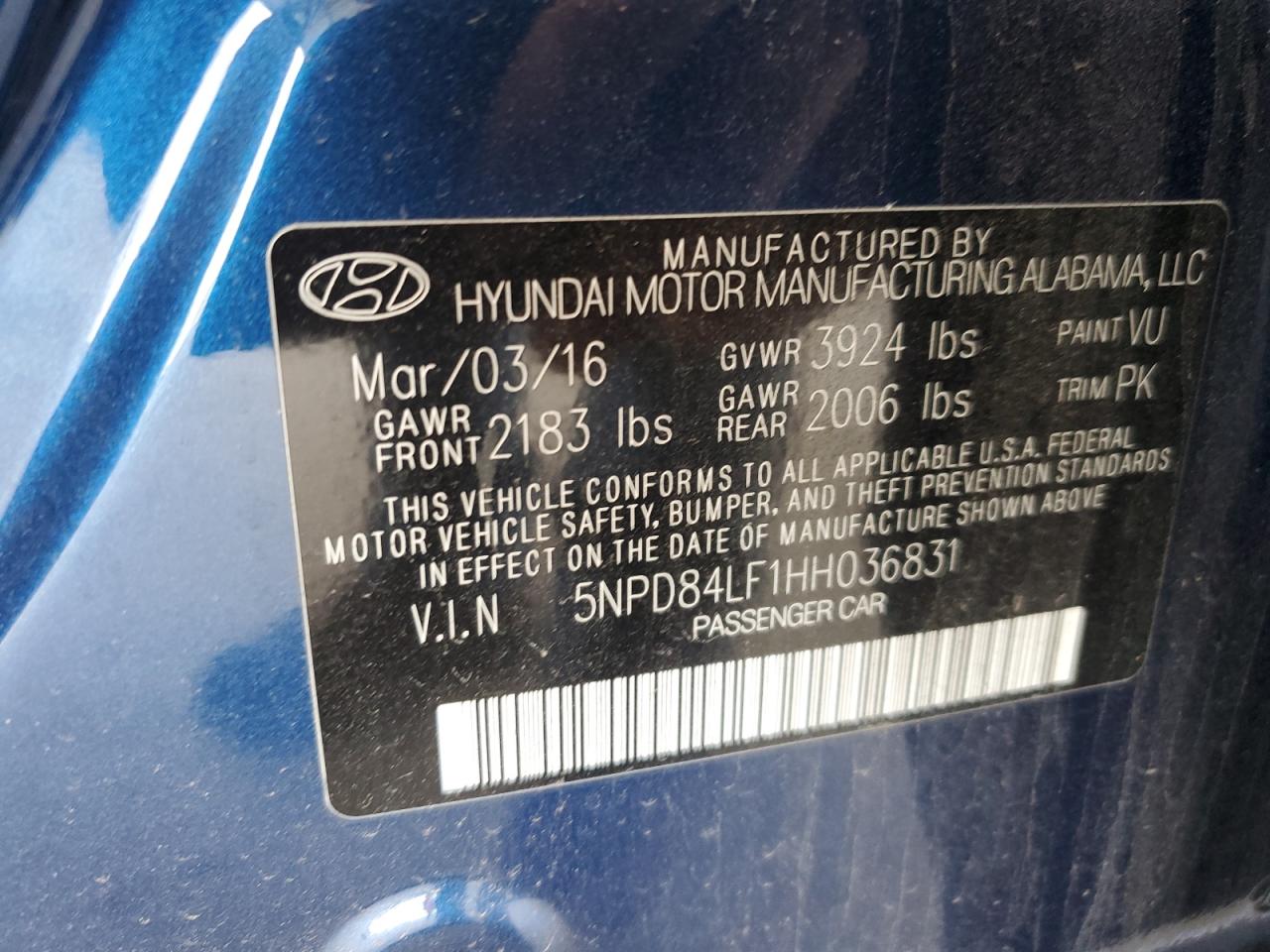 5NPD84LF1HH036831 2017 HYUNDAI ELANTRA - Image 12