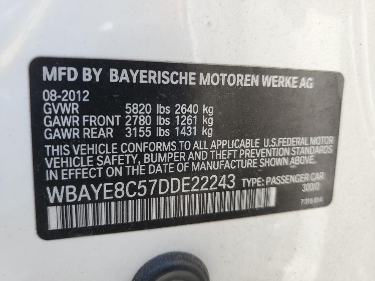 WBAYE8C57DDE22243 2013 BMW 750 Li