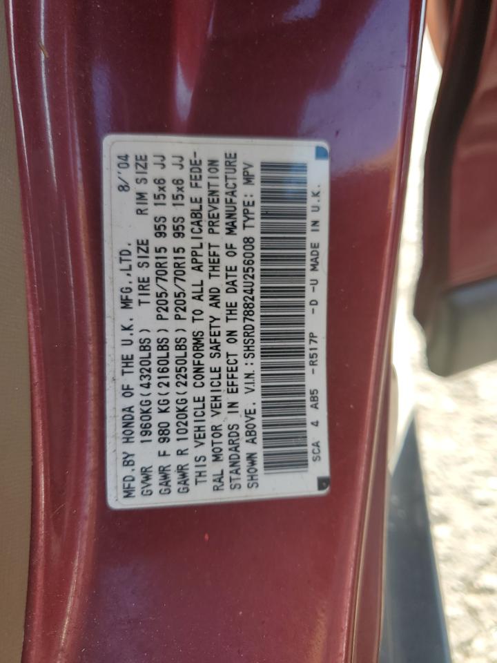 2004 Honda Cr-V Ex VIN: SHSRD78824U256008 Lot: 67080444