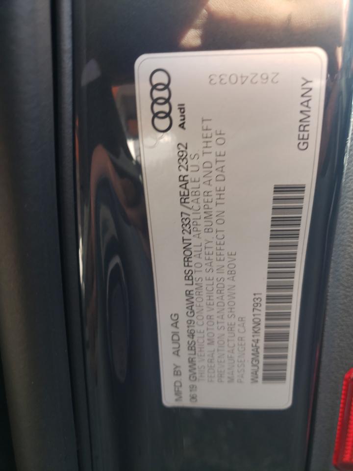 WAUGMAF41KN017931 2019 Audi A4 Premium