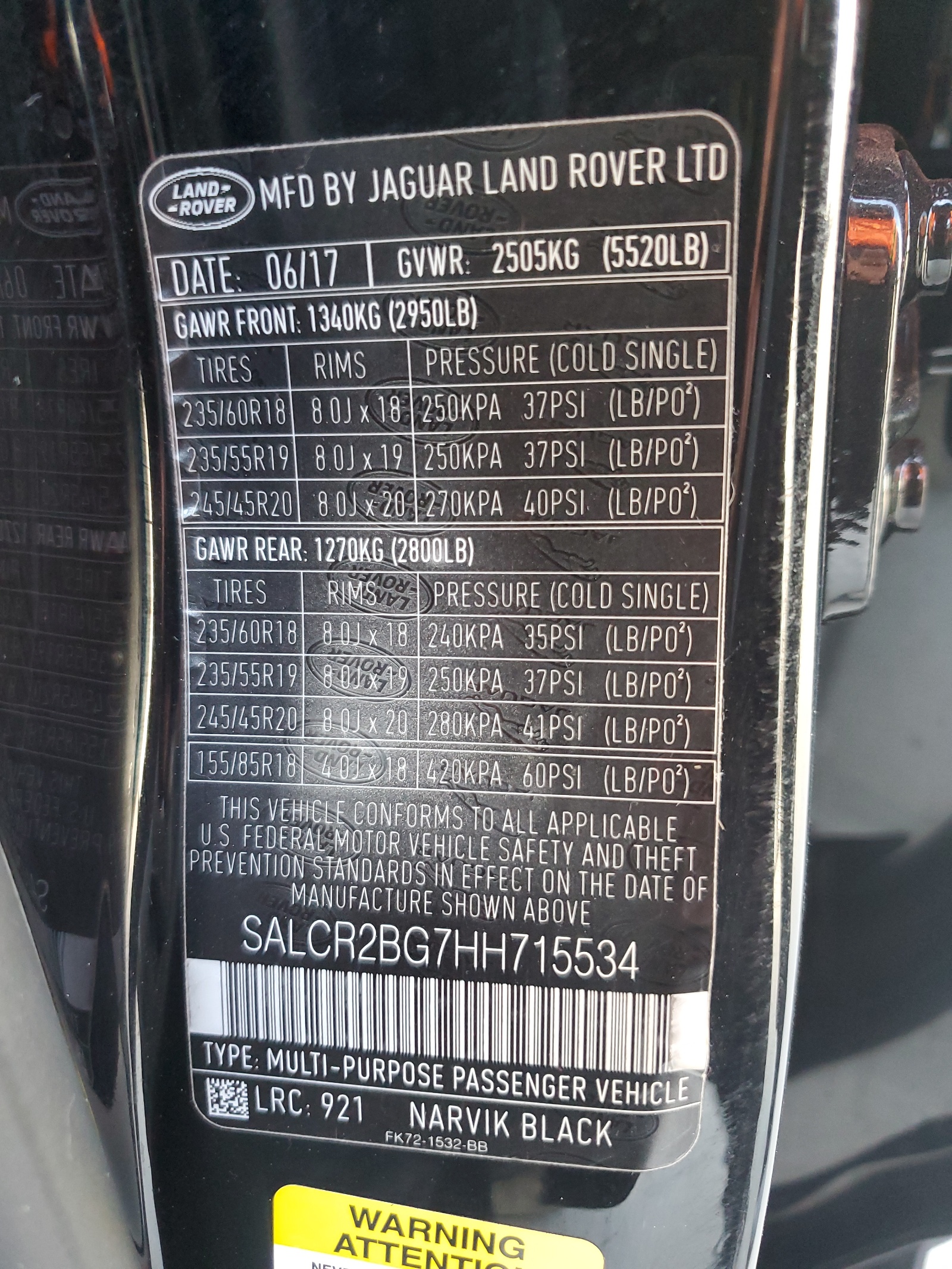 SALCR2BG7HH715534 2017 Land Rover Discovery Sport Hse