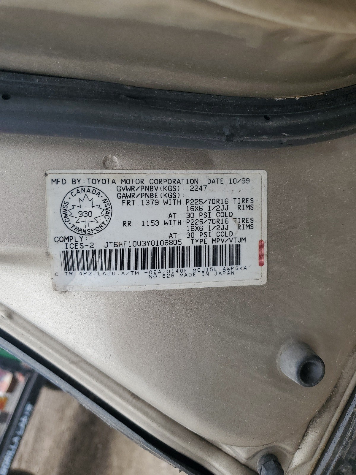 JT6HF10U3Y0108805 2000 Lexus Rx 300