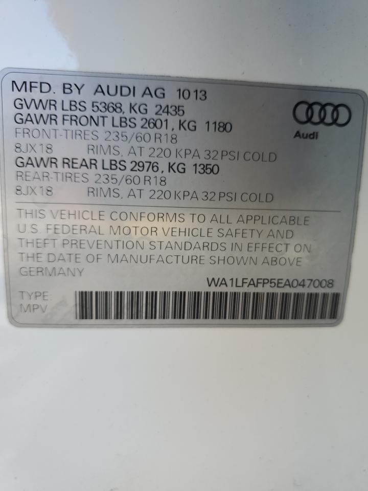 2014 Audi Q5 Premium Plus VIN: WA1LFAFP5EA047008 Lot: 66993564