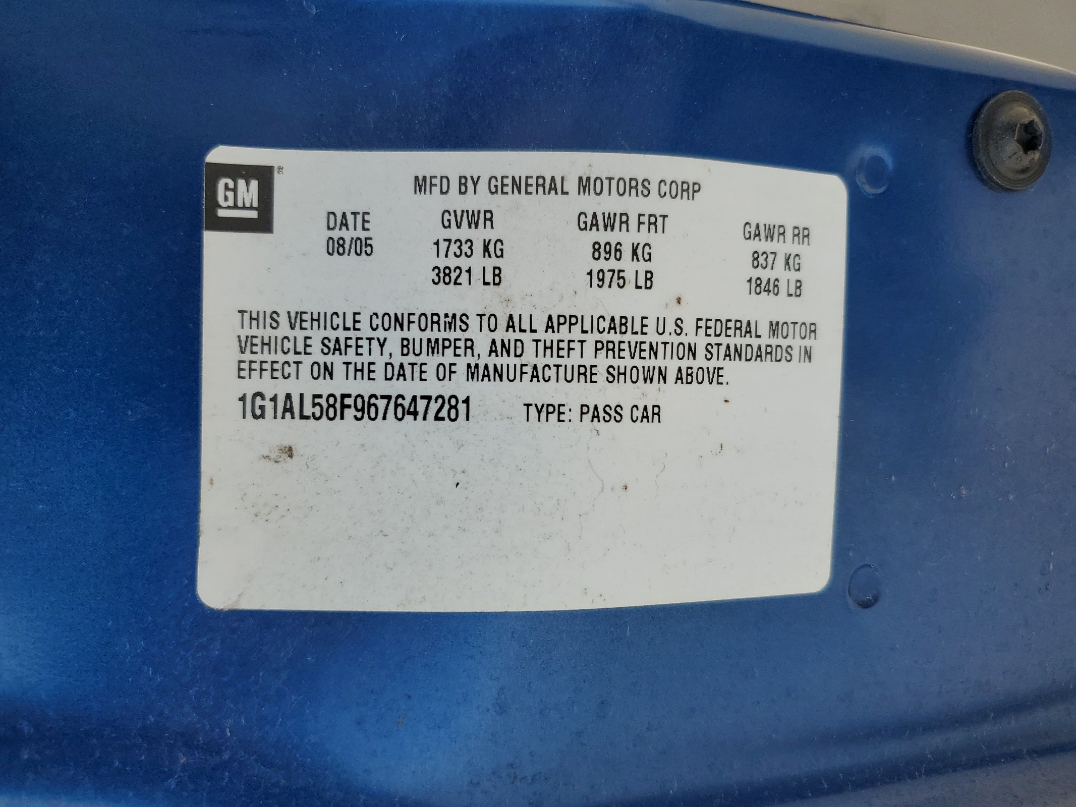 1G1AL58F967647281 2006 Chevrolet Cobalt Lt