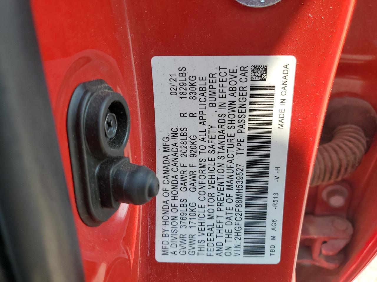 2HGFC2F88MH539527 2021 Honda Civic Sport