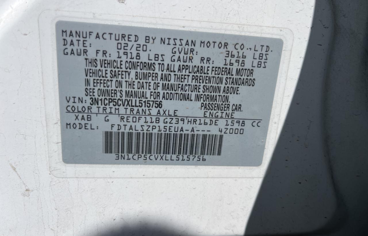 2020 Nissan Kicks Sv VIN: 3N1CP5CVXLL515756 Lot: 68184024