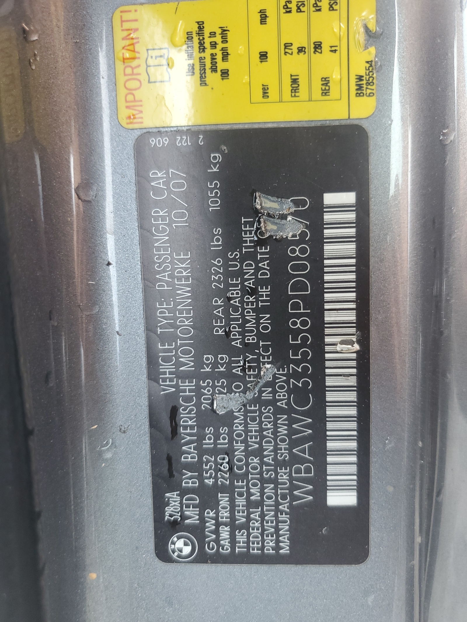 WBAWC33558PD08570 2008 BMW 328 Xi