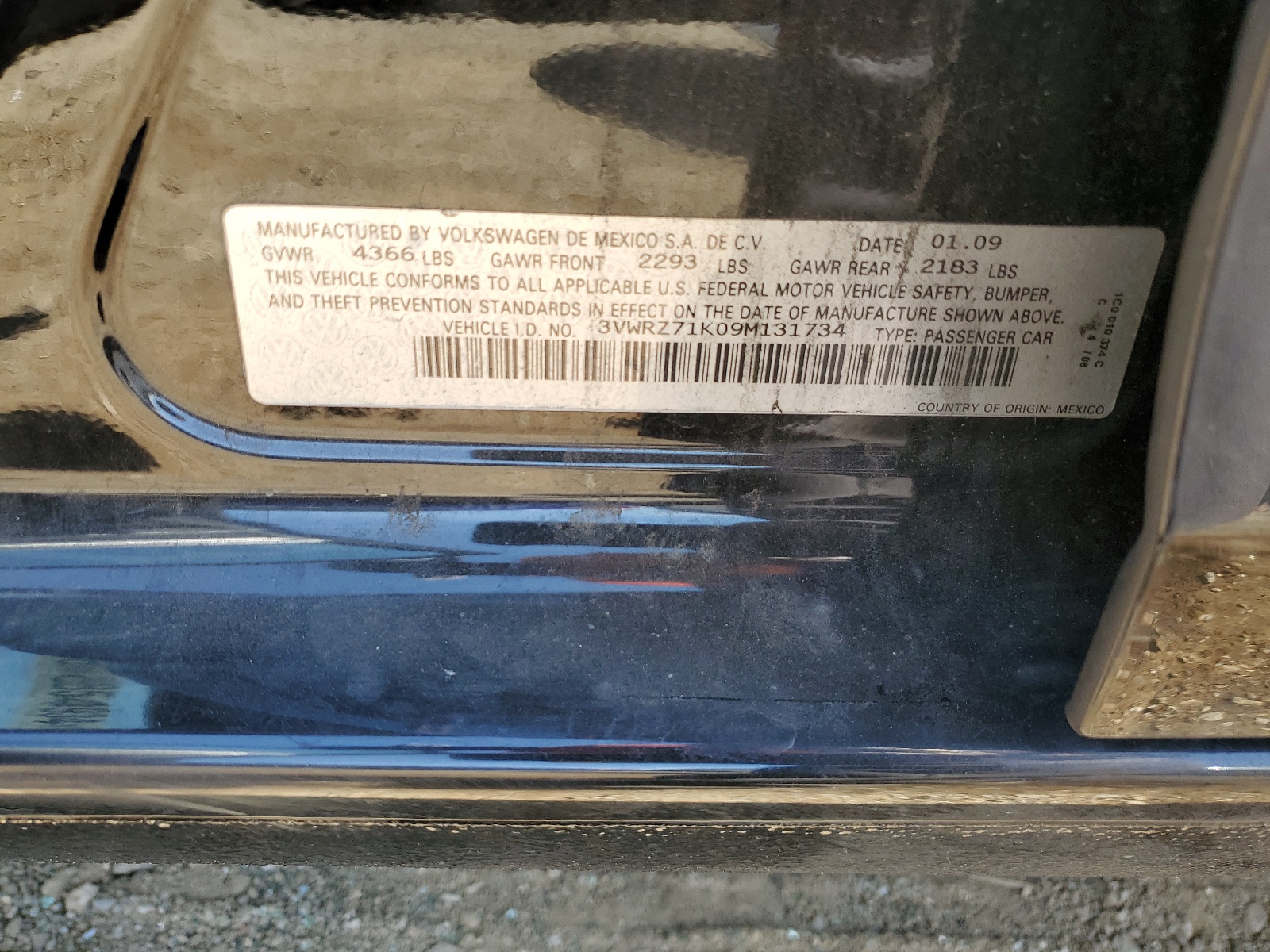 3VWRZ71K09M131734 2009 Volkswagen Jetta Se