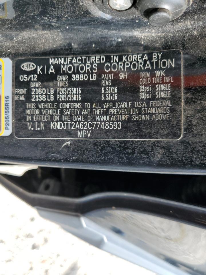 2012 Kia Soul + VIN: KNDJT2A62C7748593 Lot: 67564944