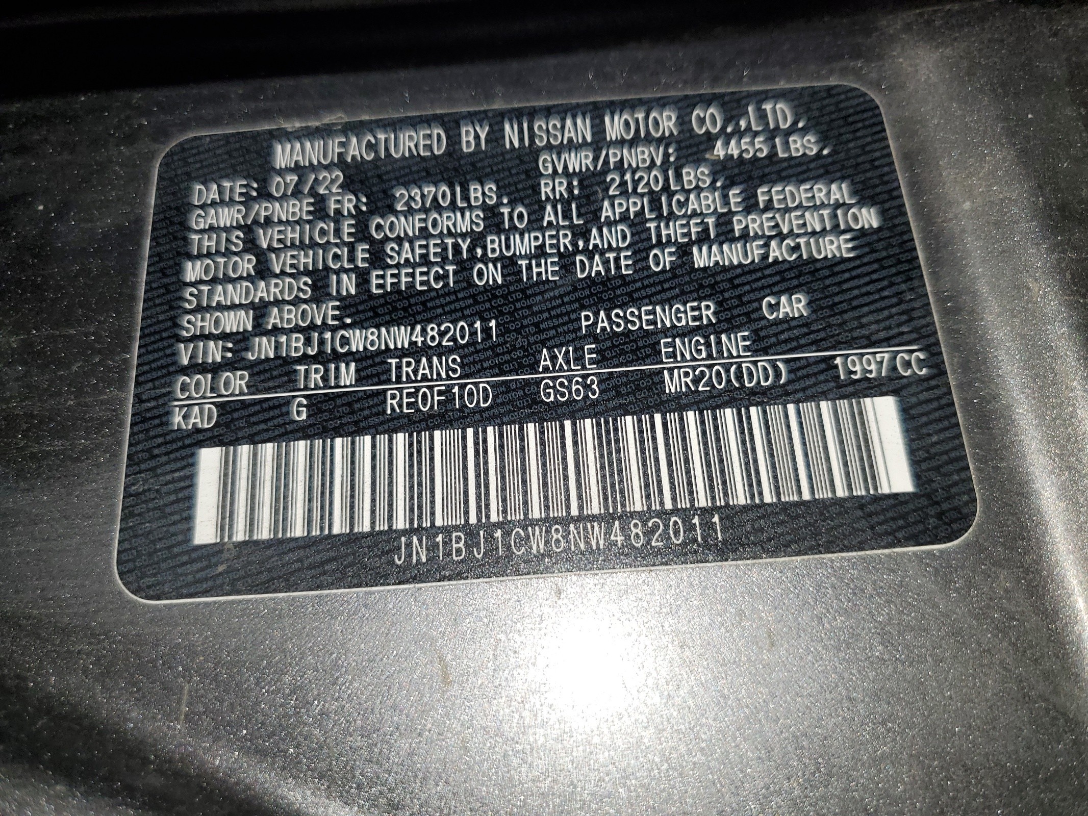 JN1BJ1CW8NW482011 2022 Nissan Rogue Sport Sl