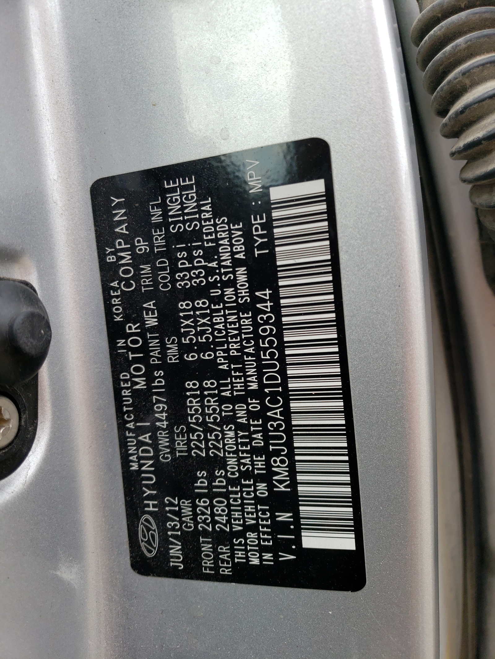 KM8JU3AC1DU559344 2013 Hyundai Tucson Gls