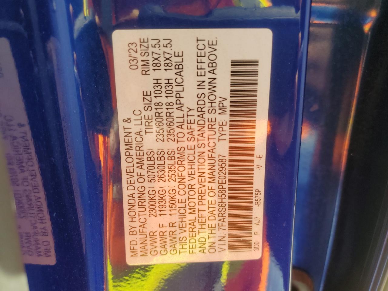 7FARS6H58PE029587 2023 Honda Cr-V Sport