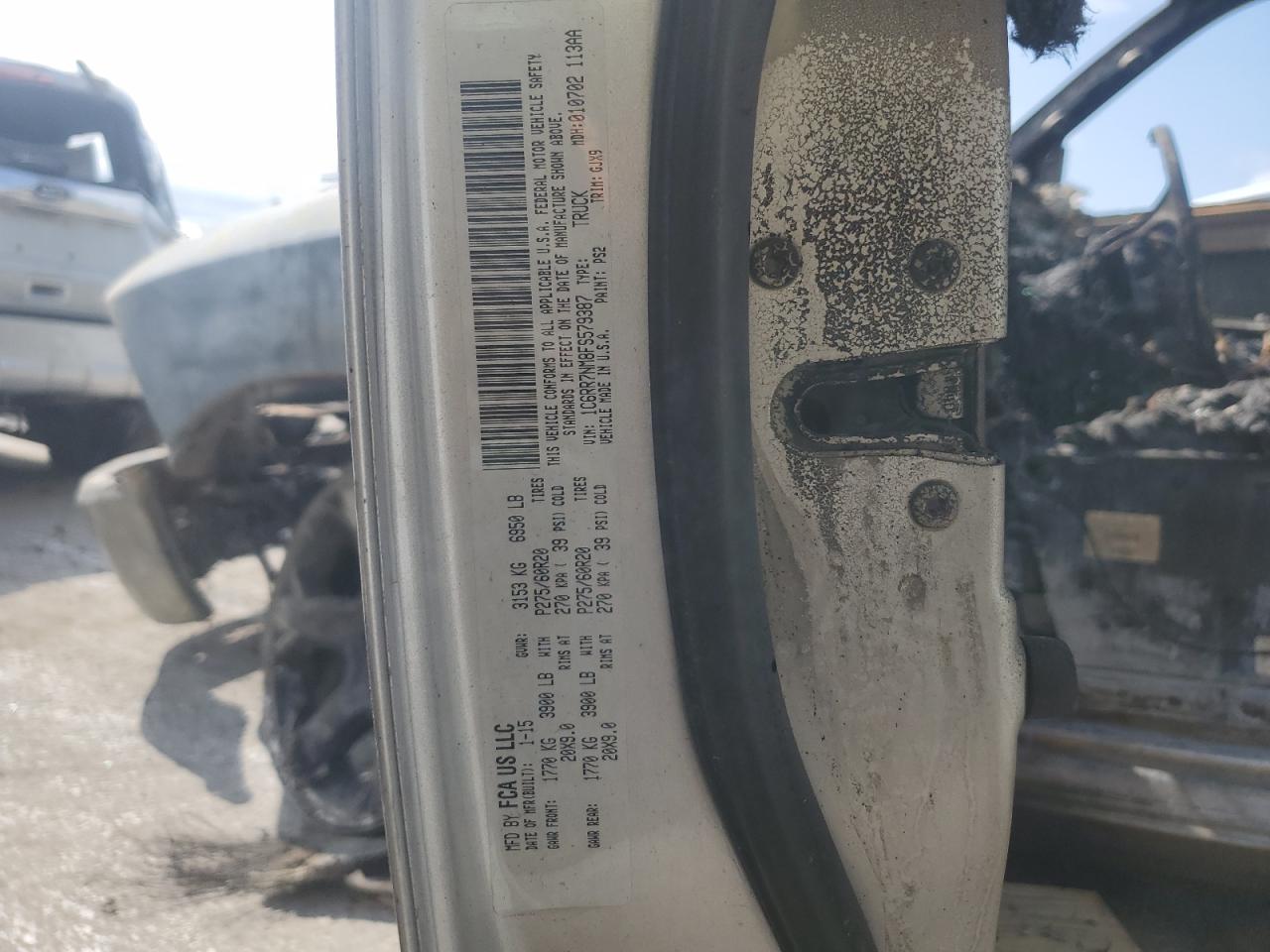 2015 Ram 1500 Laramie VIN: 1C6RR7NM8FS57938V Lot: 65353034