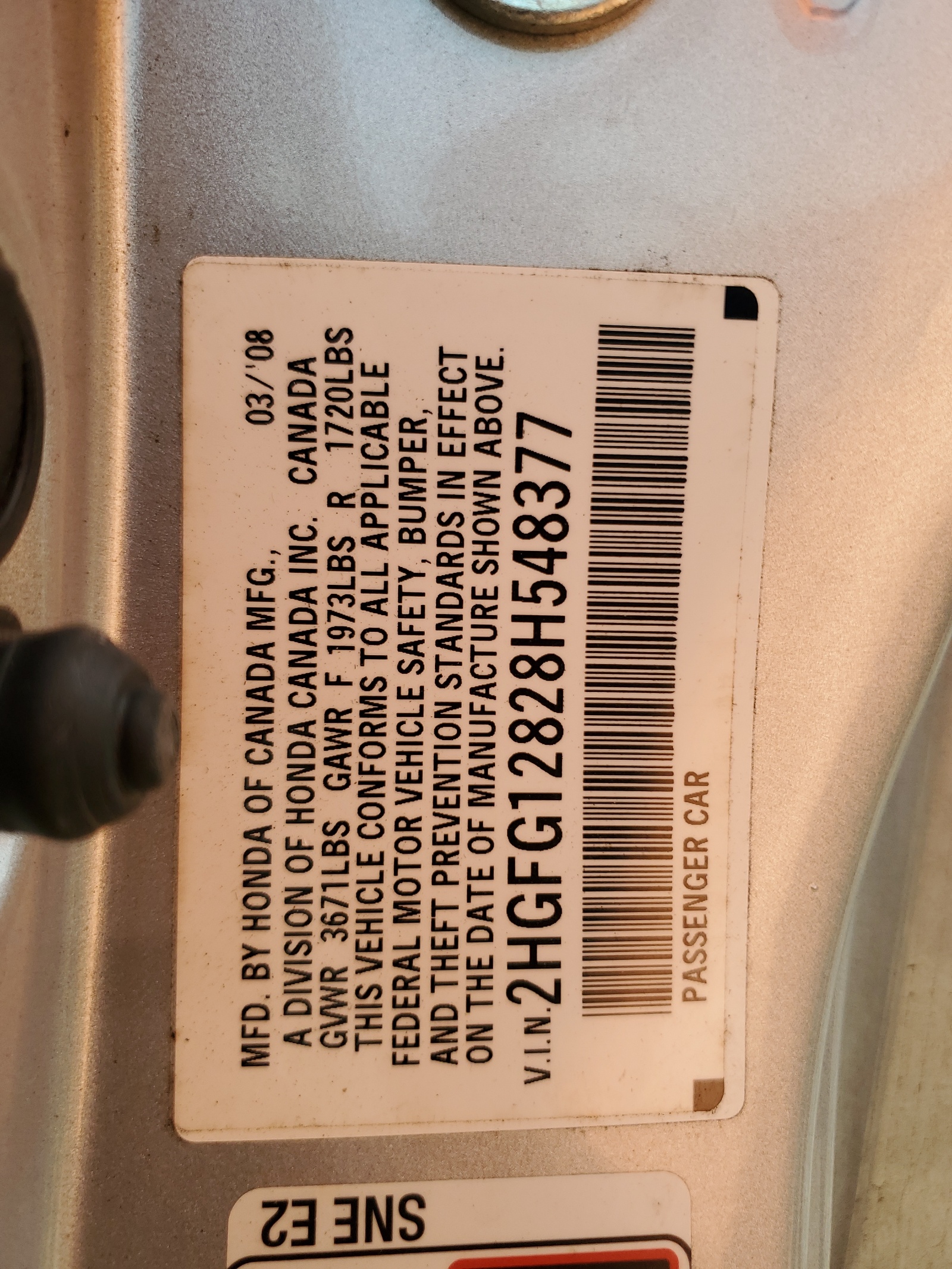 2HGFG12828H548377 2008 Honda Civic Ex