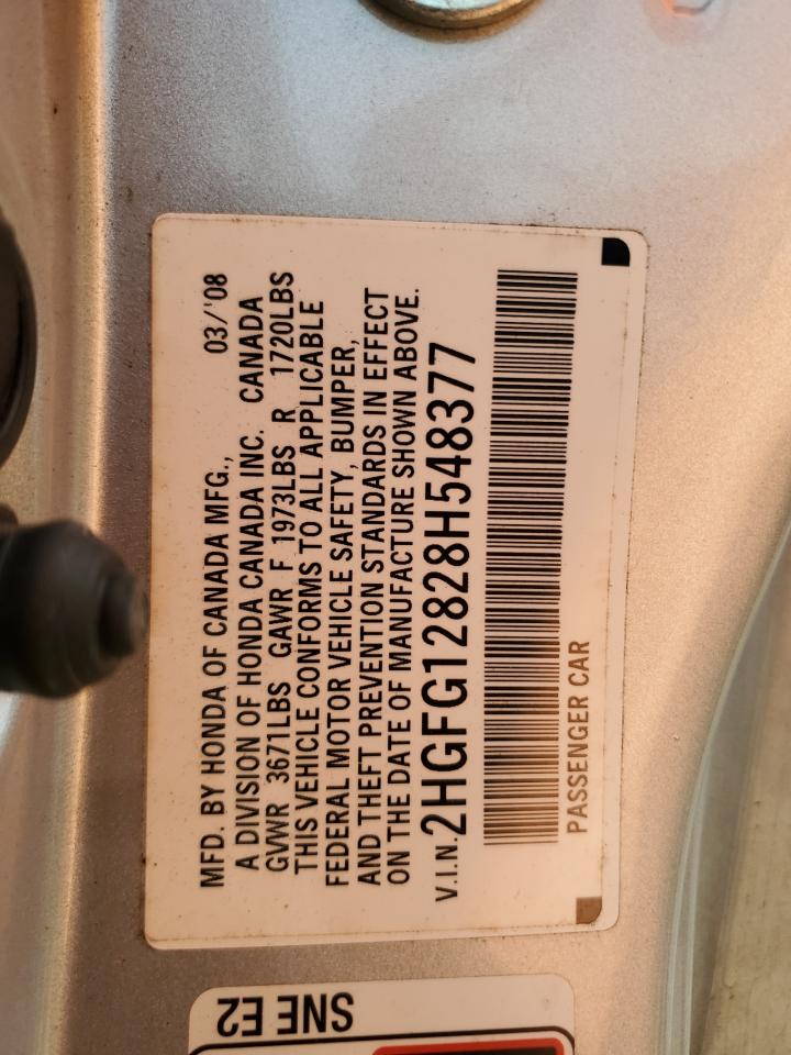 2008 Honda Civic Ex VIN: 2HGFG12828H548377 Lot: 66250714