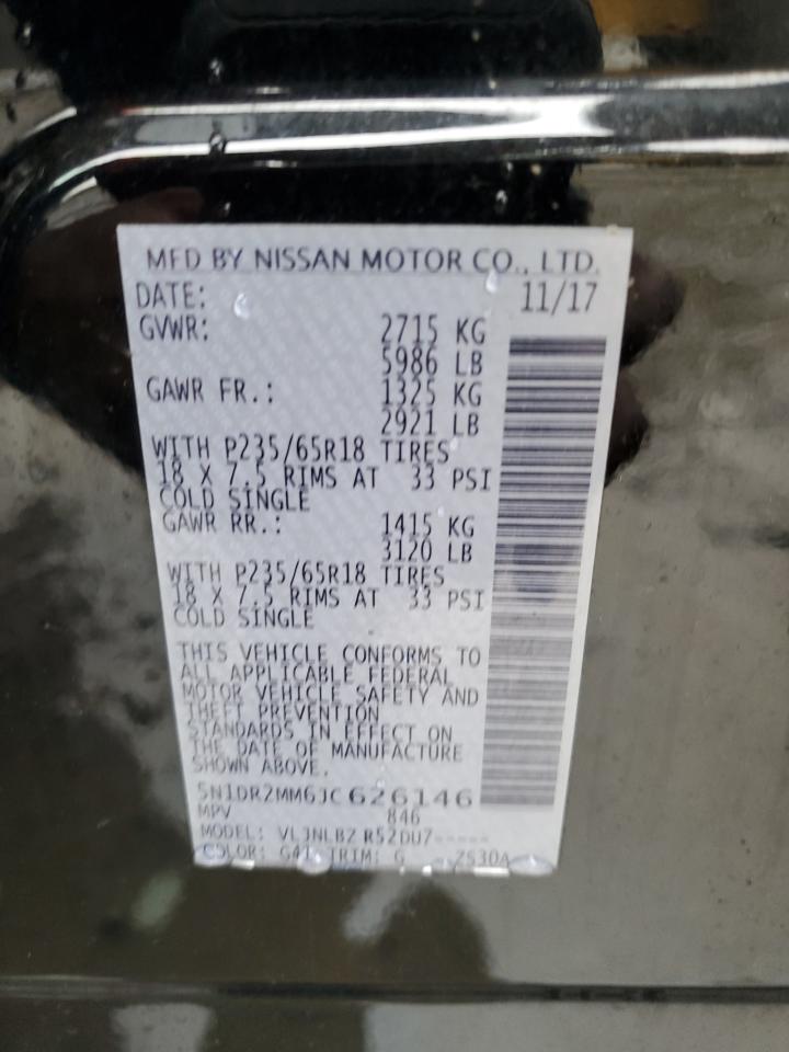 2018 Nissan Pathfinder S VIN: 5N1DR2MM6JC626146 Lot: 65955714