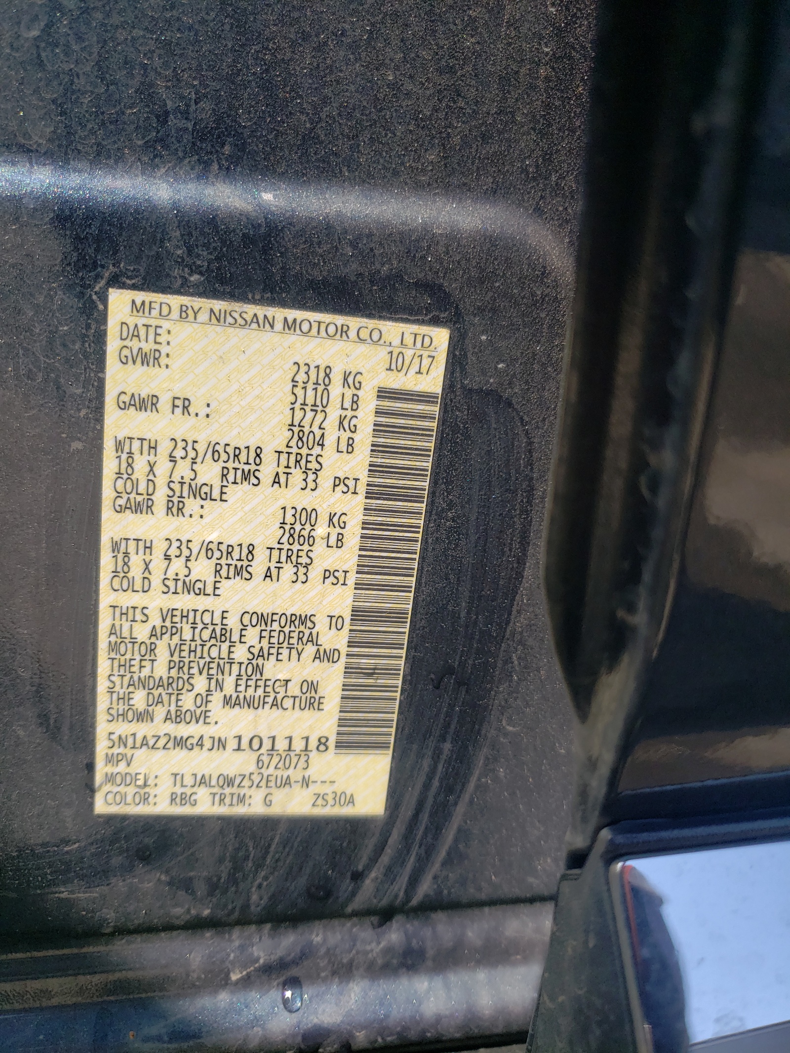 5N1AZ2MG4JN101118 2018 Nissan Murano S