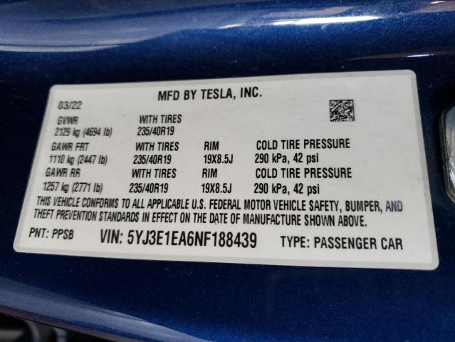 5YJ3E1EA6NF188439 Tesla Model 3  12