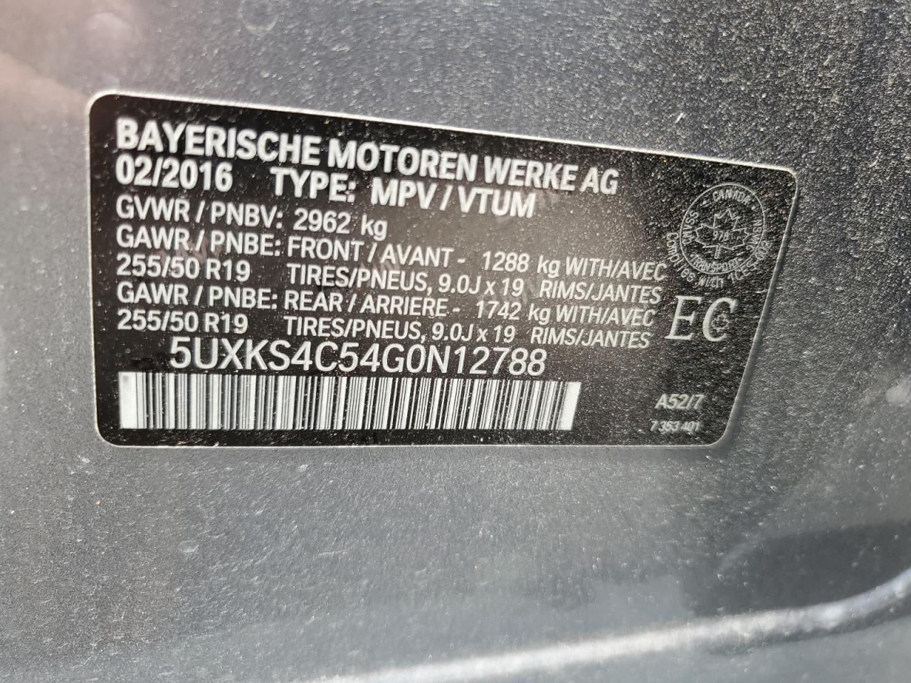 5UXKS4C54G0N12788 2016 BMW X5 xDrive35D