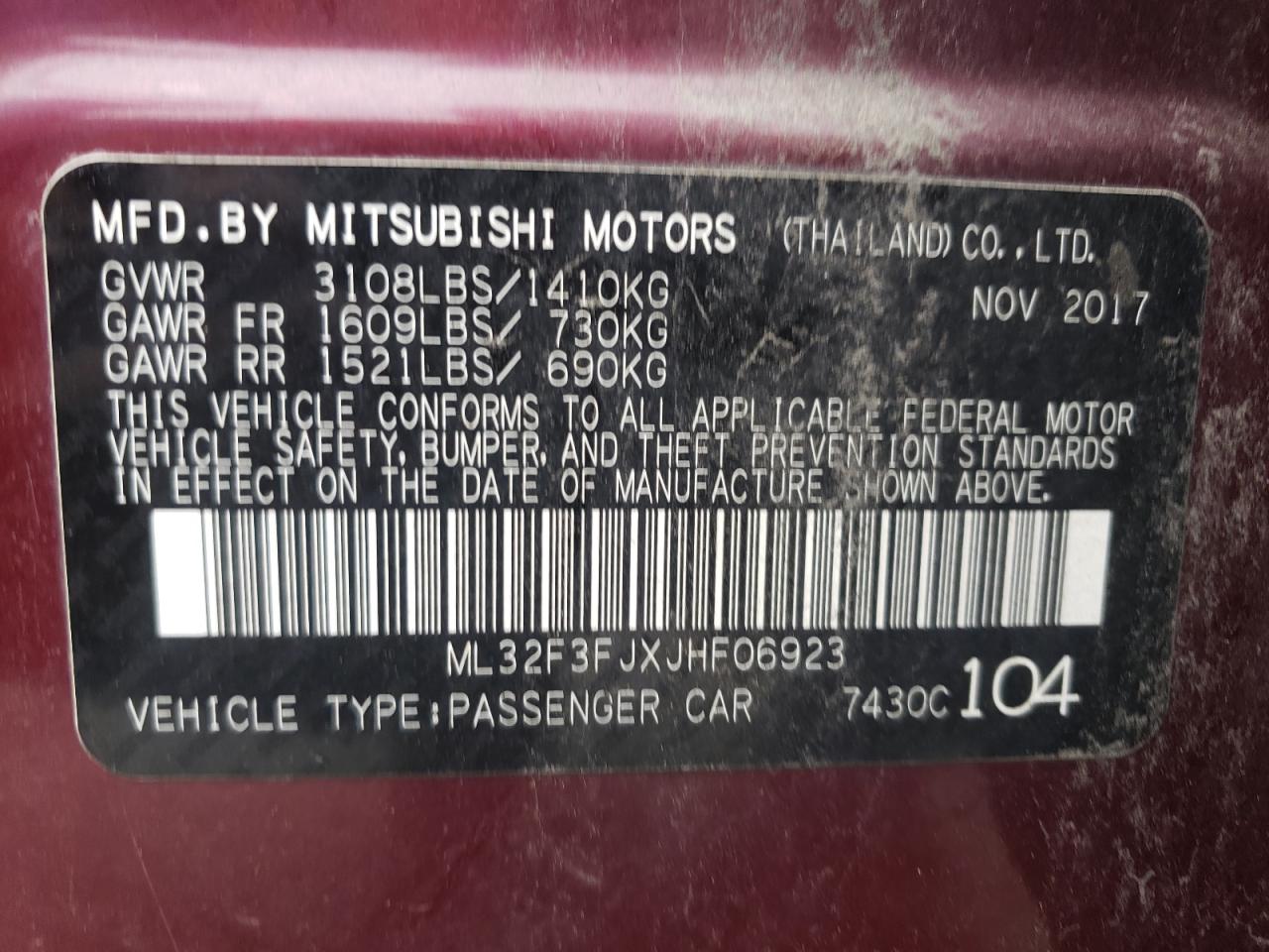 2018 Mitsubishi Mirage G4 Es VIN: ML32F3FJXJHF06923 Lot: 65914164