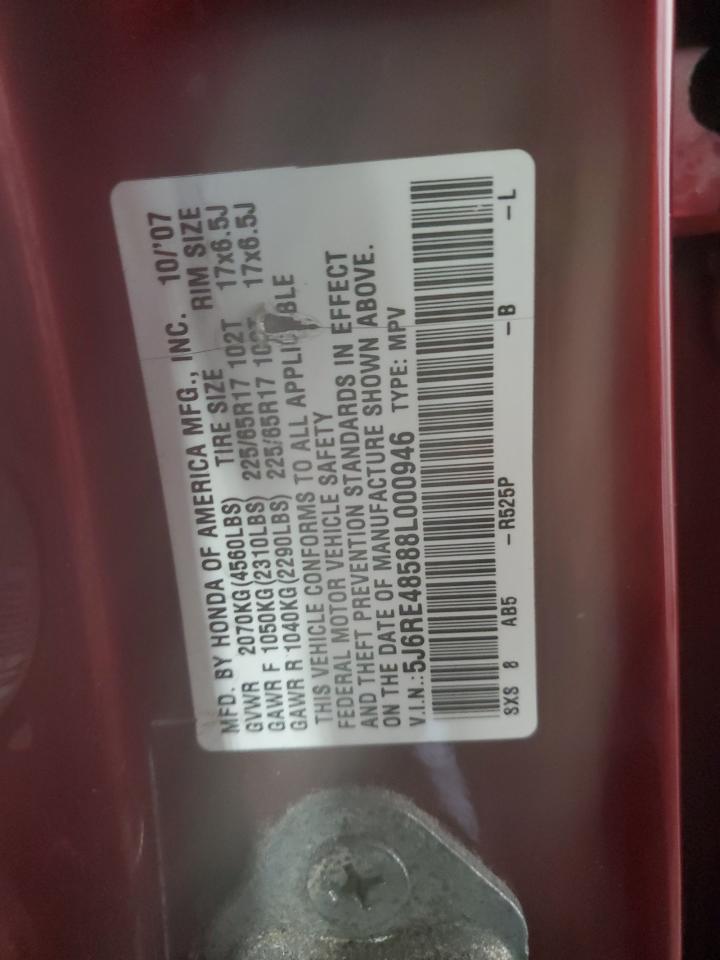 2008 Honda Cr-V Ex VIN: 5J6RE48588L000946 Lot: 68060134