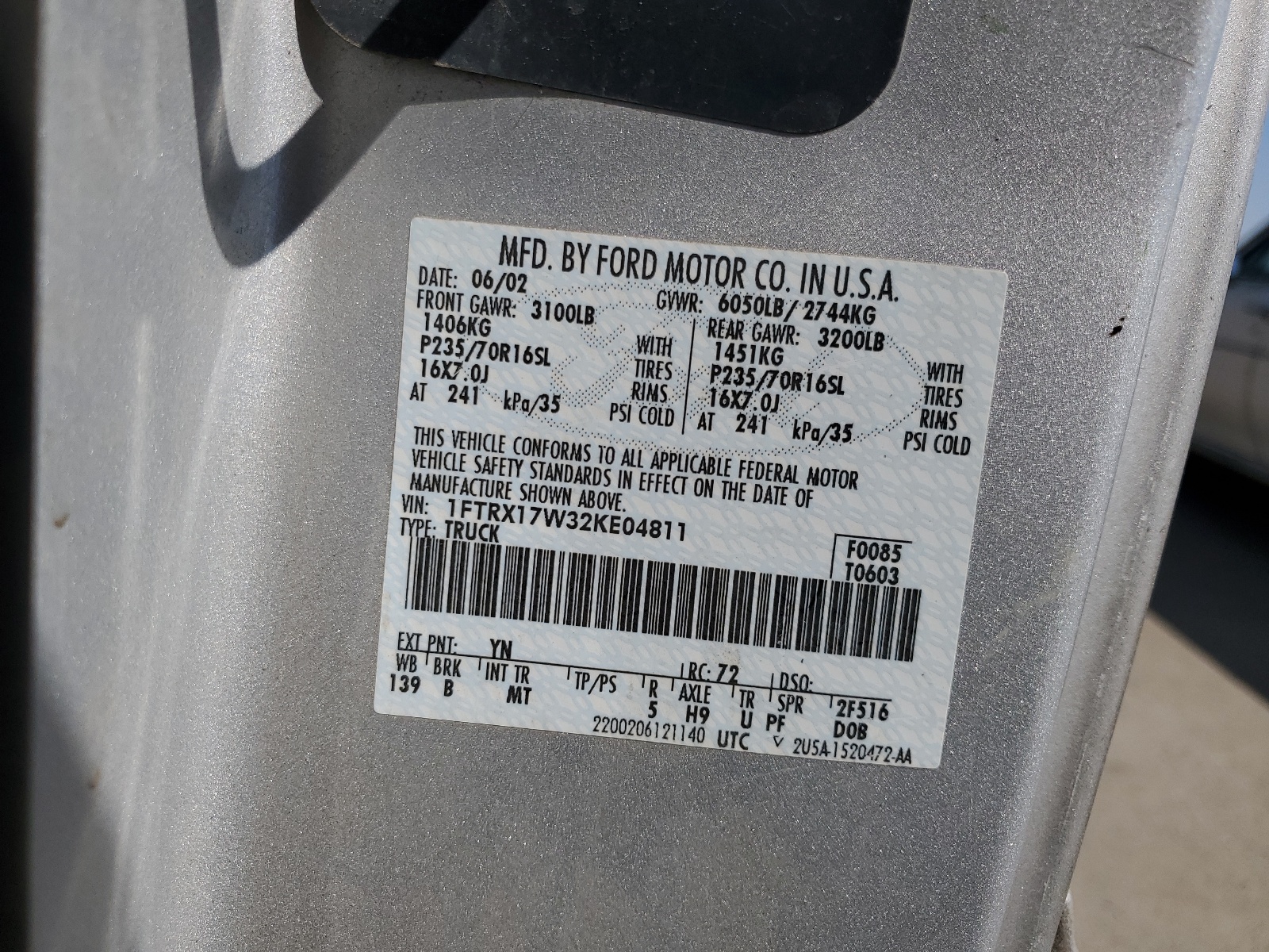 1FTRX17W32KE04811 2002 Ford F150