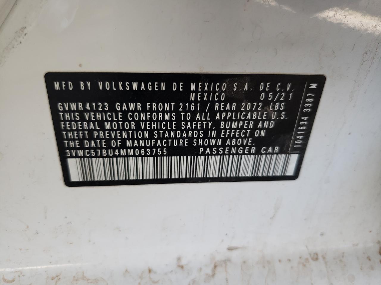 2021 Volkswagen Jetta S VIN: 3VWC57BU4MM063755 Lot: 67931424