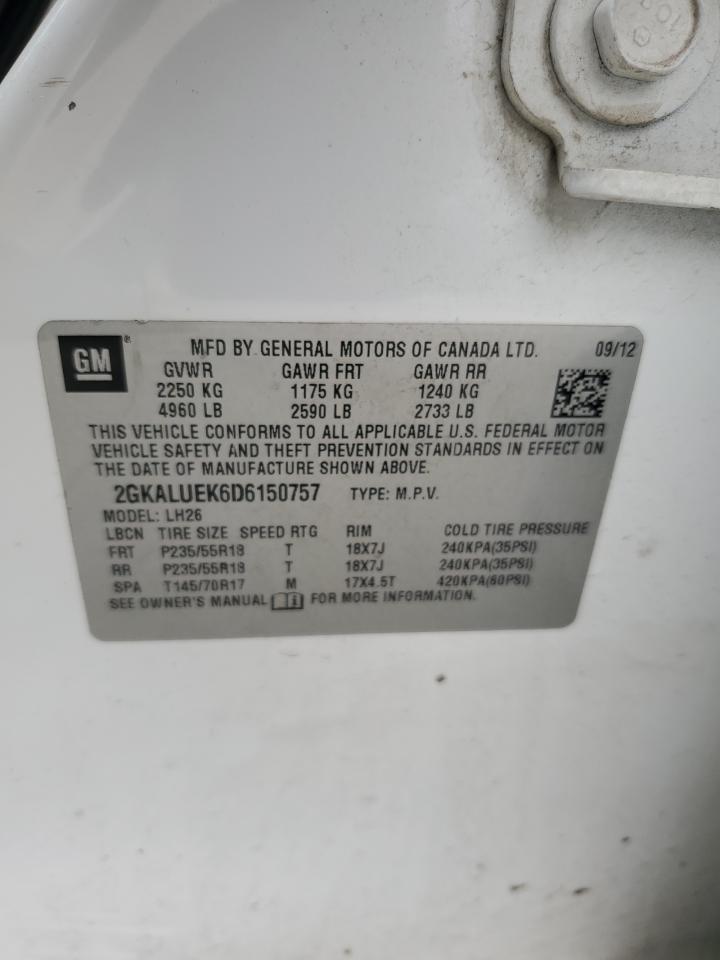 2013 GMC Terrain Slt VIN: 2GKALUEK6D6150757 Lot: 69077854