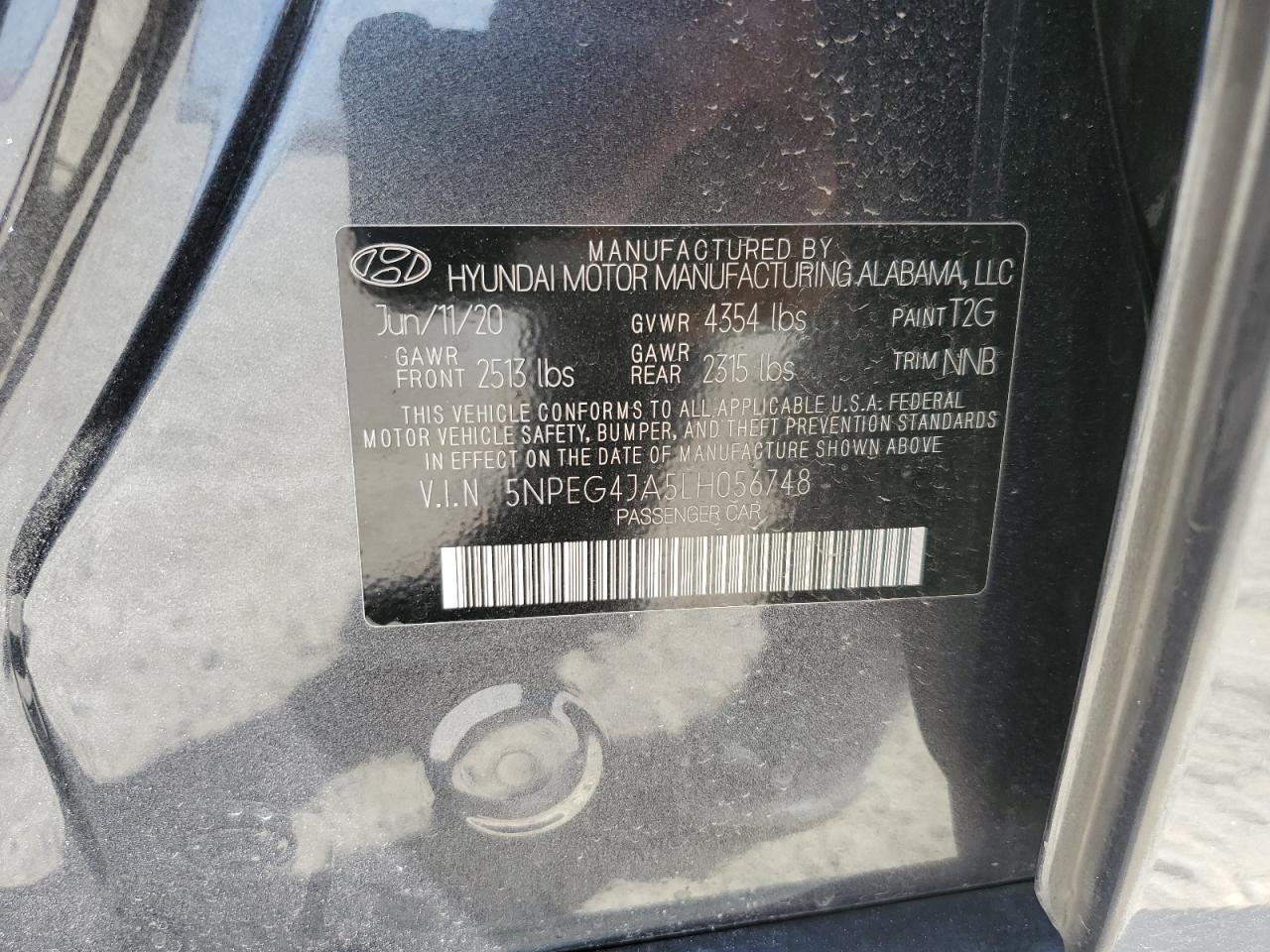 5NPEG4JA5LH056748 2020 Hyundai Sonata Se