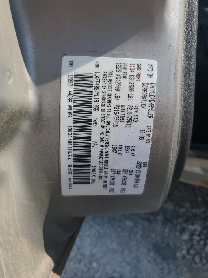 2000 Jeep Cherokee Sport VIN: 1J4FF48S7YL181866 Lot: 69143154