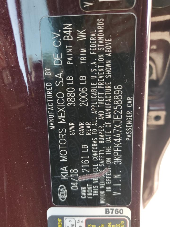 3KPFK4A7XJE258896 2018 Kia Forte Lx