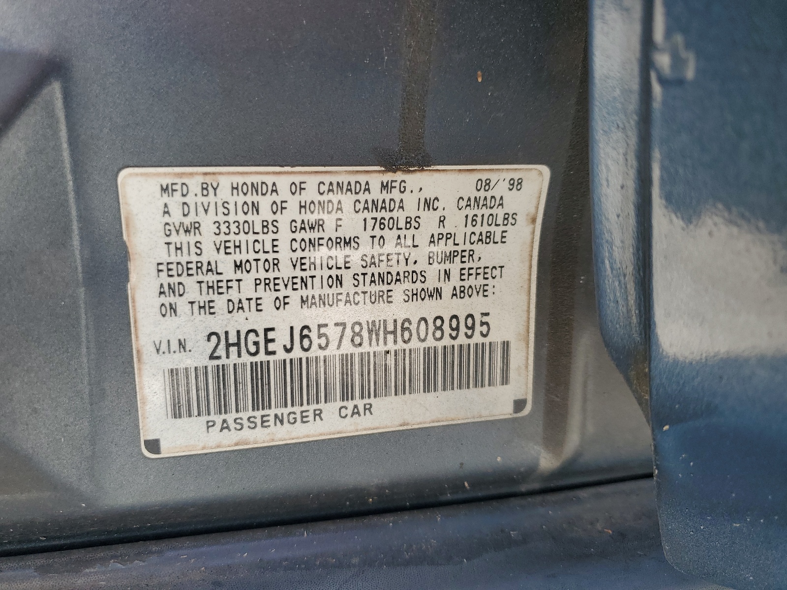 2HGEJ6578WH608995 1998 Honda Civic Lx