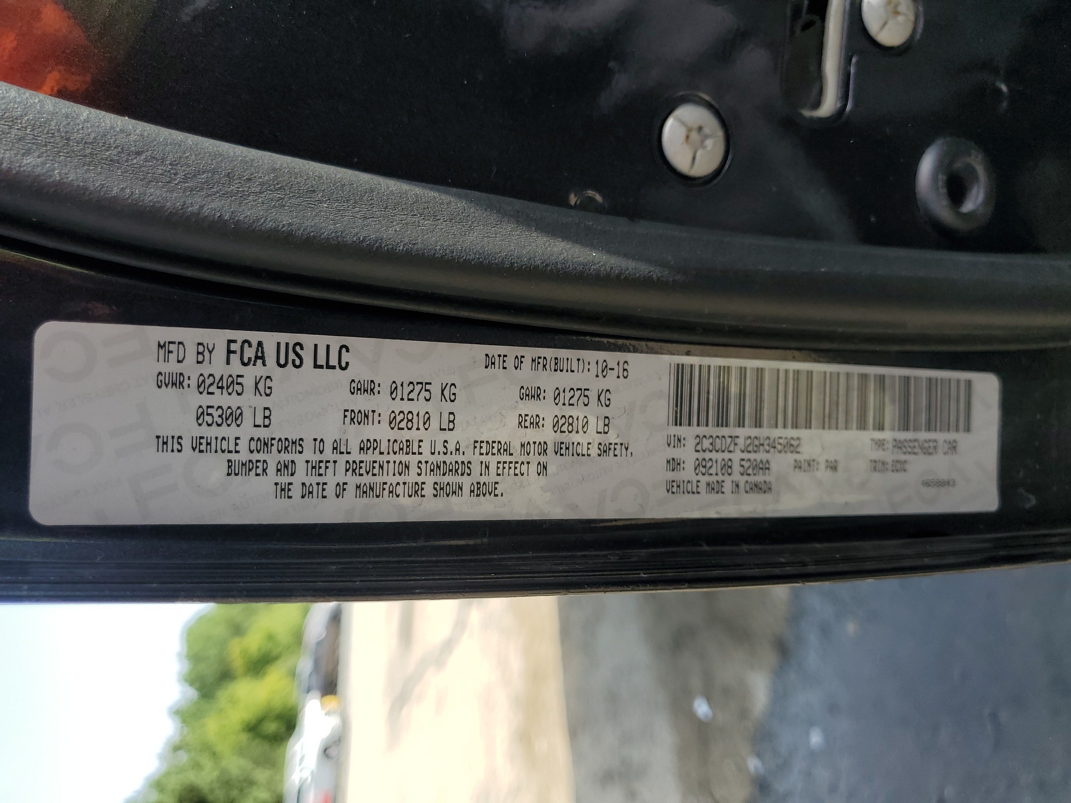 2C3CDZFJ2GH345062 2016 Dodge Challenger R/T Scat Pack