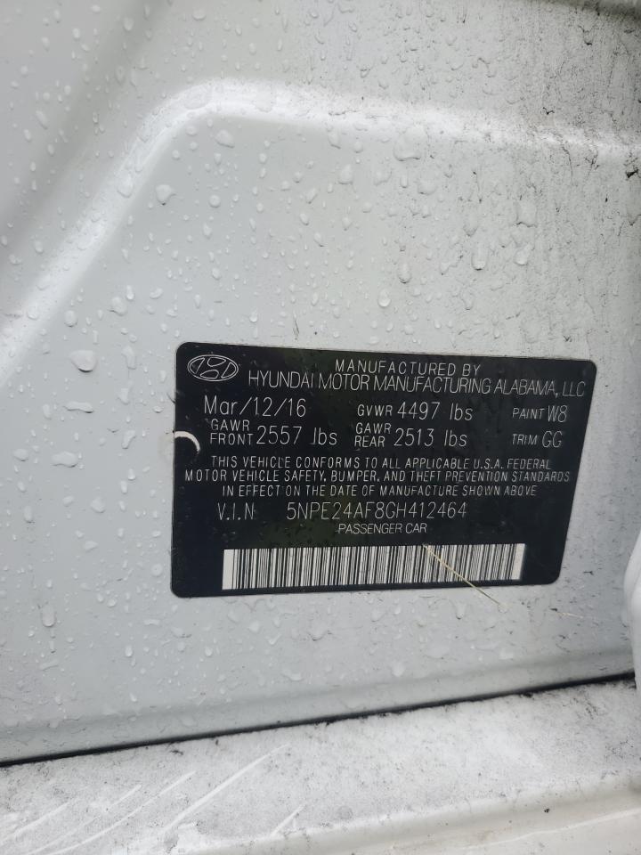2016 Hyundai Sonata Se VIN: 5NPE24AF8GH412464 Lot: 66553974