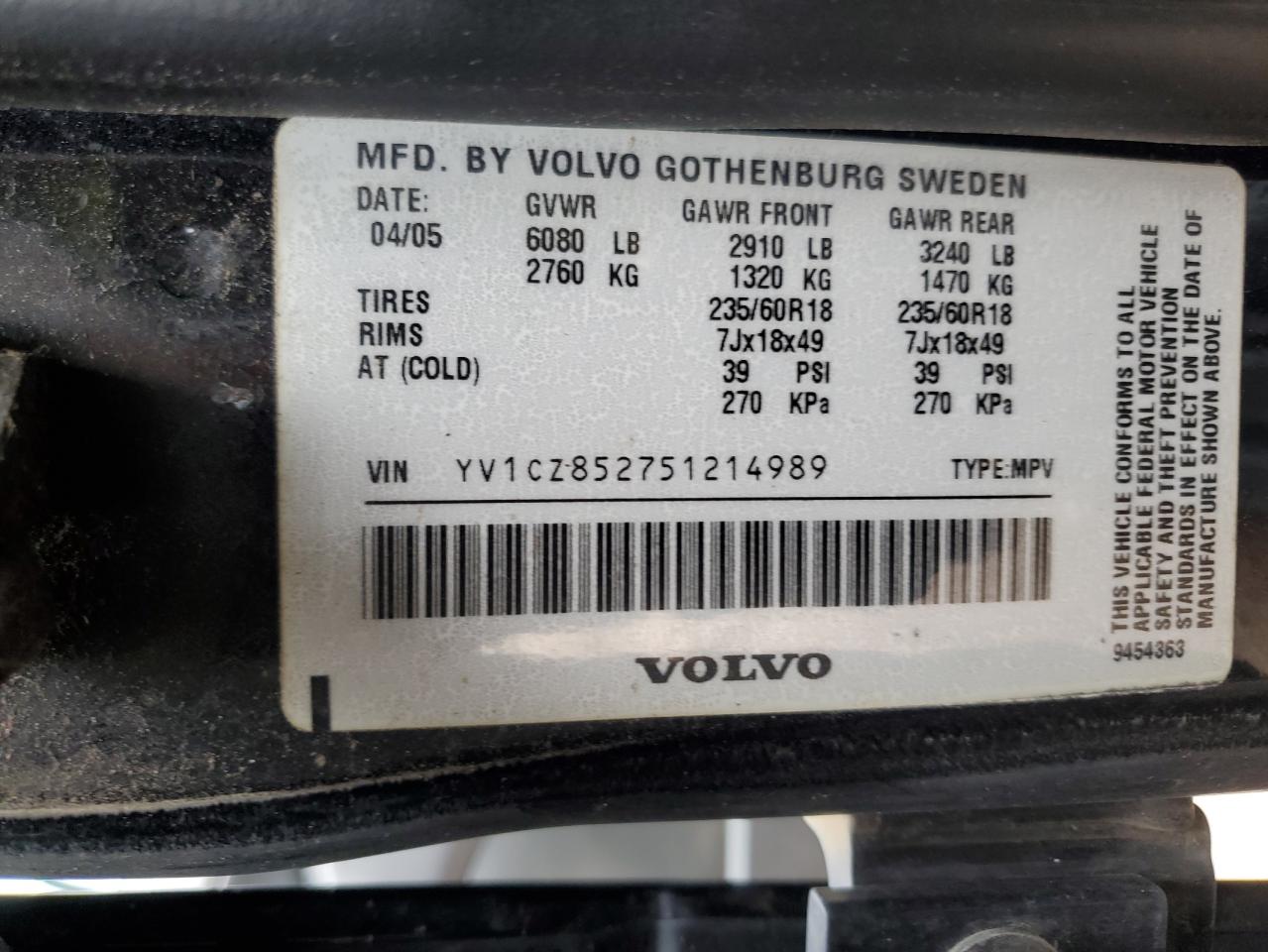 YV1CZ852751214989 2005 Volvo Xc90 V8