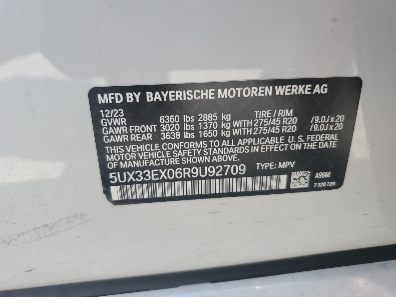 5UX33EX06R9U92709 2024 BMW X6 xDrive40I