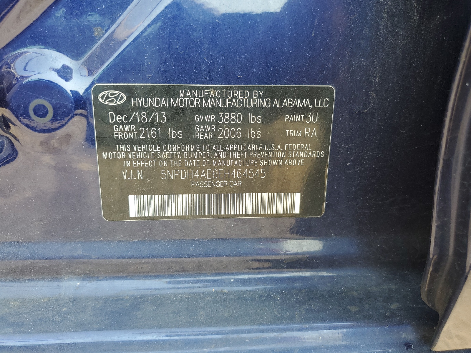 5NPDH4AE6EH464545 2014 Hyundai Elantra Se