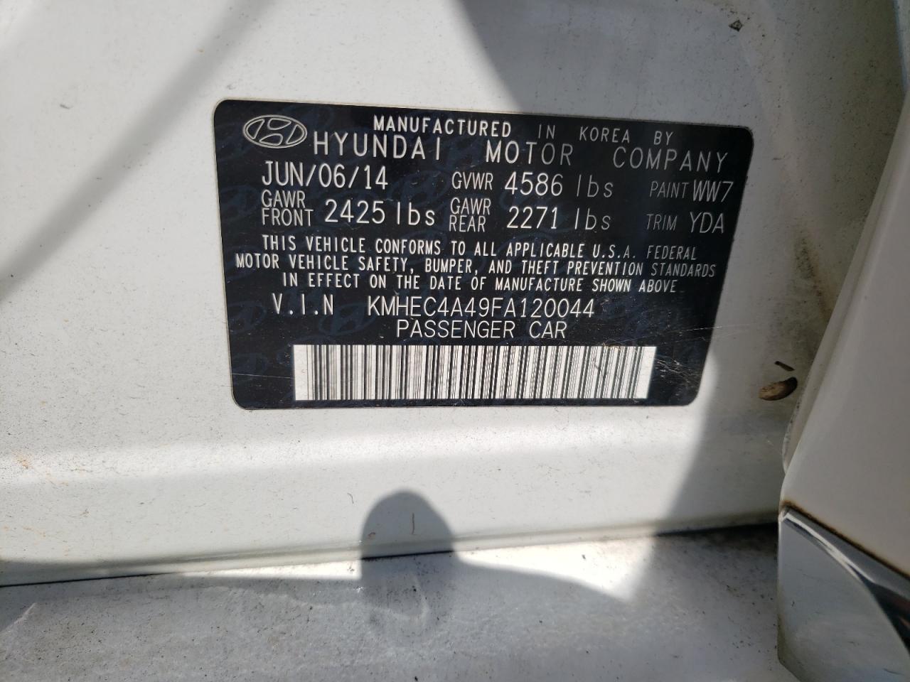 2015 Hyundai Sonata Hybrid VIN: KMHEC4A49FA120044 Lot: 68004354