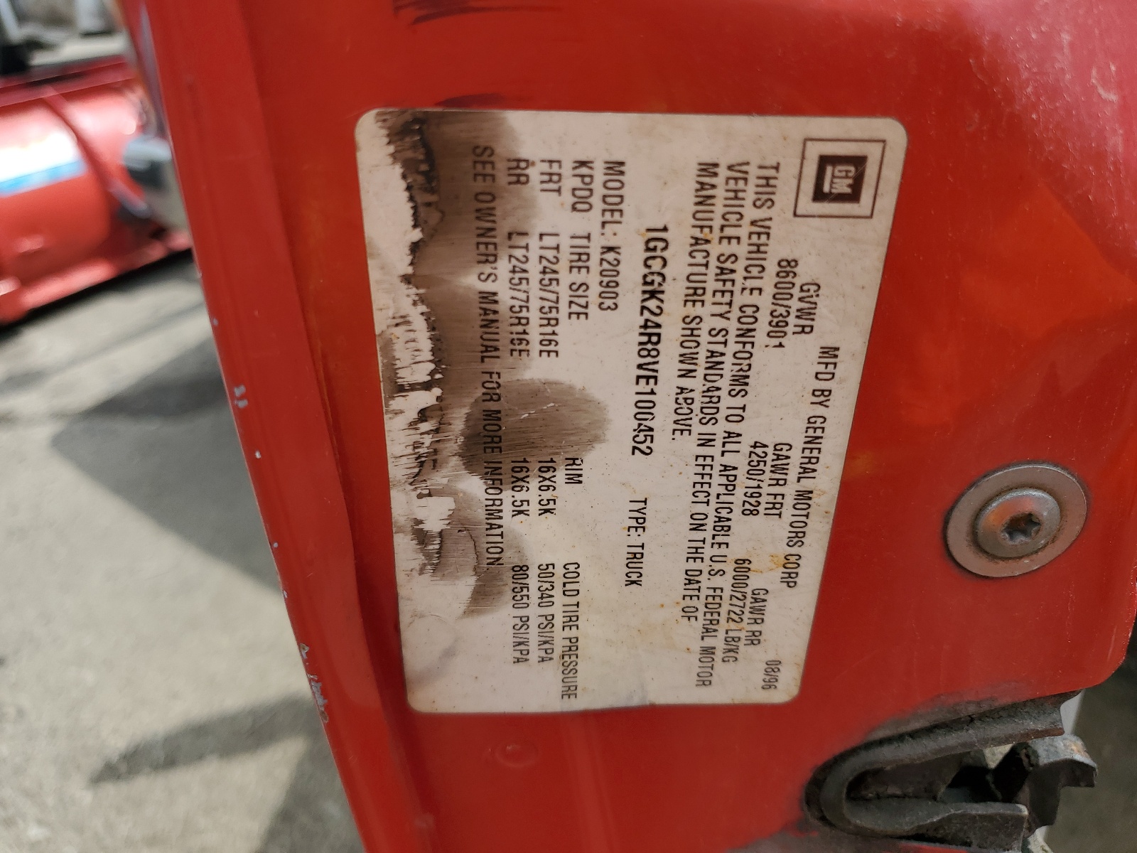 1GCGK24R8VE100452 1997 Chevrolet Gmt-400 K2500