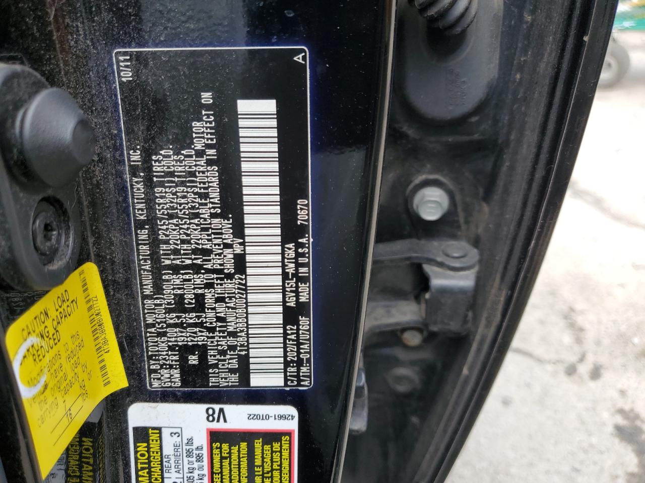 2011 Toyota Venza VIN: 4T3BA3BB0BU027722 Lot: 65441304