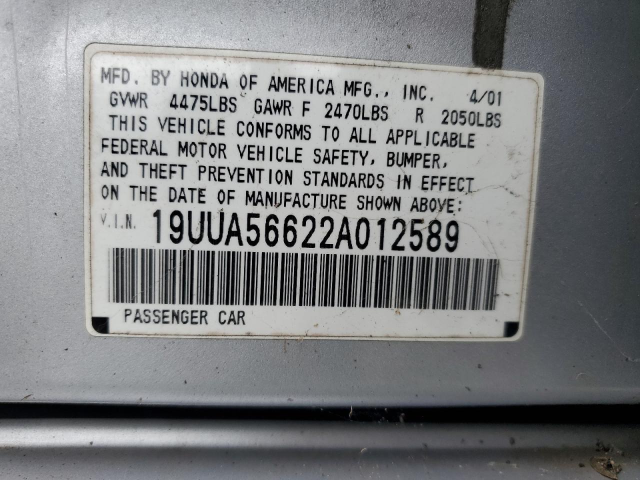 19UUA56622A012589 2002 Acura 3.2Tl